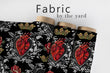 Load image into Gallery viewer, Gothic Fabric, Goth Material, Queen of Hearts Textiles, Victorian Design, Halloween Cloth, Crown Fabric, Dark Pattern, Fabric By The Yard