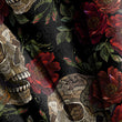 Load image into Gallery viewer, Gothic Fabric, Skull Material, Dark Moody Textiles, Goth Design, Halloween Cloth, Maximalist Fabric, Bones Pattern, Fabric By The Yard