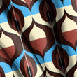 Load image into Gallery viewer, Retro Fabric, Mid Century Modern Material, Geometric Textiles, Vintage Design, MCM Cloth, Blue and Brown Pattern, Fabric By The Yard