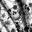 Load image into Gallery viewer, Gothic Fabric, Skull Material, Spooky Bones Textiles, Goth Design, Halloween Cloth, Maximalist Fabric, Bones Pattern, Fabric By The Yard