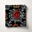 Load image into Gallery viewer, Gothic Fabric, Goth Material, Queen of Hearts Textiles, Victorian Design, Halloween Cloth, Crown Fabric, Dark Pattern, Fabric By The Yard