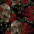 Load image into Gallery viewer, Gothic Fabric, Skull Material, Dark Moody Textiles, Goth Design, Halloween Cloth, Maximalist Fabric, Bones Pattern, Fabric By The Yard