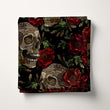 Load image into Gallery viewer, Gothic Fabric, Skull Material, Dark Moody Textiles, Goth Design, Halloween Cloth, Maximalist Fabric, Bones Pattern, Fabric By The Yard