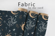 Load image into Gallery viewer, Celestial Fabric, Ethereal Material, Moon Textiles, Astronomy Design, Botanical Moody Astrology Cloth, Fantasy Fabric, Fabric By The Yard