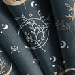 Load image into Gallery viewer, Celestial Fabric, Ethereal Material, Moon Textiles, Astronomy Design, Botanical Moody Astrology Cloth, Fantasy Fabric, Fabric By The Yard