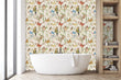 Load image into Gallery viewer, Botanical Wallpaper, Butterfly Garden Wallpaper, Bird Wallpaper, Cottage Wallpaper, Peel and Stick Wallpaper, Fabric Wallpaper