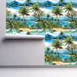 Load image into Gallery viewer, Tropical Beach Wallpaper, Hawaiian Wallpaper, Vintage Wallpaper, Retro Palm Tree Wallpaper, Beach House Wallpaper, Peel & Stick Wallpaper