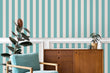 Load image into Gallery viewer, Teal Striped Wallpaper, Cabana Blue Wallpaper, Large Stripes Wallpaper, Coastal Wallpaper, Nautical Wallpaper, Peel & Stick Wallpaper