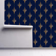 Load image into Gallery viewer, Art Deco Wallpaper, Victorian Wallpaper, Antique Wallpaper, Elegant Wallpaper, Blue and Gold Wallpaper, Peel & Stick Wallpaper