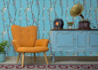 Load image into Gallery viewer, Teal Floral Wallpaper, Chinoiseries Wallpaper, Flower Wallpaper, Botanical Wallpaper, Blue Cottage Wallpaper, Peel & Stick Wallpaper