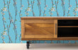 Load image into Gallery viewer, Teal Floral Wallpaper, Chinoiseries Wallpaper, Flower Wallpaper, Botanical Wallpaper, Blue Cottage Wallpaper, Peel & Stick Wallpaper