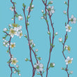 Load image into Gallery viewer, Teal Floral Wallpaper, Chinoiseries Wallpaper, Flower Wallpaper, Botanical Wallpaper, Blue Cottage Wallpaper, Peel & Stick Wallpaper