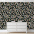 Load image into Gallery viewer, Moody Wallpaper, Dark Botanical Wallpaper, Pastel Fern Leaves Wallpaper, Eclectic Colorful Leaf Wallpaper, Removable Peel & Stick Wallpaper