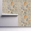 Load image into Gallery viewer, Botanical Wallpaper, Vintage Wallpaper, Floral Wallpaper, Cottage Farmhouse Wallpaper, Palm and Fern Leaf Wallpaper, Peel & Stick Wallpaper