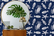 Load image into Gallery viewer, Fish Crab Starfish Wallpaper, Nautical Wallpaper, Blue Beach House Wallpaper, Ocean Animals Wallpaper, Removable Peel & Stick Wallpaper