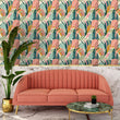Load image into Gallery viewer, Vintage Pastel Tropical Wallpaper, Pal Leaves Wallpaper, Coastal Wallpaper, Retro Beach House Wallpaper, Peel & Stick Wallpaper