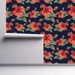 Load image into Gallery viewer, Hibiscus Floral Wallpaper, Moody Flower Wallpaper, Dark Garden Wallpaper, Modern Cottage Wallpaper, Peel & Stick Wallpaper