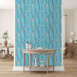 Load image into Gallery viewer, Teal Floral Wallpaper, Chinoiseries Wallpaper, Flower Wallpaper, Botanical Wallpaper, Blue Cottage Wallpaper, Peel & Stick Wallpaper