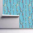 Load image into Gallery viewer, Teal Floral Wallpaper, Chinoiseries Wallpaper, Flower Wallpaper, Botanical Wallpaper, Blue Cottage Wallpaper, Peel & Stick Wallpaper