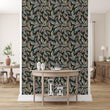 Load image into Gallery viewer, Moody Wallpaper, Dark Botanical Wallpaper, Pastel Fern Leaves Wallpaper, Eclectic Colorful Leaf Wallpaper, Removable Peel & Stick Wallpaper