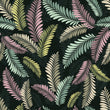 Load image into Gallery viewer, Moody Wallpaper, Dark Botanical Wallpaper, Pastel Fern Leaves Wallpaper, Eclectic Colorful Leaf Wallpaper, Removable Peel & Stick Wallpaper