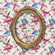 Load image into Gallery viewer, Botanical Wallpaper, Bird Wallpaper, Floral Wallpaper, Pink and Blue Wallpaper, Cottage Garden Removable Peel & Stick Wallpaper