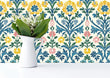 Load image into Gallery viewer, Vintage Floral Wallpaper, Botanical Wallpaper, Flower Garden Wallpaper, Cottage Wallpaper, Yellow Flowers Peel & Stick Wallpaper