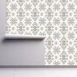 Load image into Gallery viewer, Abstract Floral Wallpaper, Blue and Yellow Wallpaper, Geometric Wallpaper, Farmhouse Wallpaper, Neutral Wallpaper, Peel & Stick Wallpaper