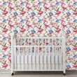 Load image into Gallery viewer, Botanical Wallpaper, Bird Wallpaper, Floral Wallpaper, Pink and Blue Wallpaper, Cottage Garden Removable Peel & Stick Wallpaper