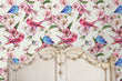 Load image into Gallery viewer, Botanical Wallpaper, Bird Wallpaper, Floral Wallpaper, Pink and Blue Wallpaper, Cottage Garden Removable Peel & Stick Wallpaper