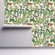 Load image into Gallery viewer, Jungle Wallpaper, Palm Trees Wallpaper, Tropical Wallpaper, Animal Wallpaper, African Wallpaper, Green Removable Peel & Stick Wallpaper