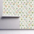 Load image into Gallery viewer, Vintage Wallpaper, Floral Wallpaper, Cottage Wallpaper, Botanical Wallpaper, Country Farmhouse Wallpaper, Removable Peel & Stick Wallpaper