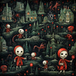 Load image into Gallery viewer, Gothic Dolls Wrapping Paper, Goth Gift Wrap, Holiday Wrapping Paper, Halloween Wrapping Paper, Dark Creepy Castle Premium Gift Wrap