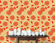 Load image into Gallery viewer, Floral Wallpaper, Botanical Wallpaper, Red Orange Flower Wallpaper, Retro Wallpaper, Playful Vintage Wallpaper, Peel & Stick Wallpaper