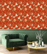 Load image into Gallery viewer, Bird Wallpaper, Dove Wallpaper, Botanical Wallpaper, Cottage Wallpaper, Peel and Stick Wallpaper, Fabric Wallpaper