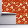 Load image into Gallery viewer, Bird Wallpaper, Dove Wallpaper, Botanical Wallpaper, Cottage Wallpaper, Peel and Stick Wallpaper, Fabric Wallpaper