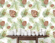 Load image into Gallery viewer, Autumn Fall Woodland Forest Branches and Pine Cones Peel and Stick and Traditional Wallpaper