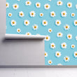 Load image into Gallery viewer, Blue Floral Design with White Daisies Peel and Stick and Traditional Wallpaper: Girl Room Decor