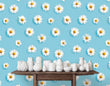 Load image into Gallery viewer, Blue Floral Design with White Daisies Peel and Stick and Traditional Wallpaper: Girl Room Decor