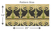Load image into Gallery viewer, Black Swan Art Nouveau Fabric, Vintage Revival Textiles, Ornate Bird Upholstery Material by the Yard, Elegant Decorative Fabric