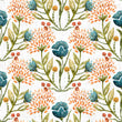 Load image into Gallery viewer, Teal Blue Orange Floral Fabric, Watercolor Botanical Textiles, Upholstery Material by the Yard, Modern Cottage Garden Fabric