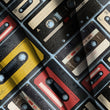 Load image into Gallery viewer, Retro Cassette Tape Fabric, Vintage 80s Music Print Textiles, Audio Mixtape Material for Upholstery, Home Decor & DIY Sewing Projects