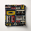 Load image into Gallery viewer, Retro Cassette Tape Fabric, Vintage 80s Music Print Textiles, Audio Mixtape Material for Upholstery, Home Decor & DIY Sewing Projects