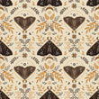 Load image into Gallery viewer, Boho Moth Fabric, Nature-Inspired Textiles, Botanical Insect Material, Earthy Upholstery Fabric by the Yard for Home Décor