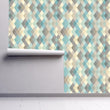 Load image into Gallery viewer, Modern Diamond Wallpaper – Soft Geometric Pattern in Blue, Beige and Gray, Mid Century Style Wall Decor, Minimalist Wallpaper