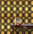 Load image into Gallery viewer, Art Deco Gold Geometric Wallpaper – Glam Black and Gold Diamond Pattern, Vintage 1920s Inspired Wall Decor Wallpaper