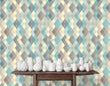Load image into Gallery viewer, Modern Diamond Wallpaper – Soft Geometric Pattern in Blue, Beige and Gray, Mid Century Style Wall Decor, Minimalist Wallpaper
