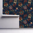Load image into Gallery viewer, Vintage Paisley Wallpaper – Ornate Bohemian Floral Pattern in Deep Teal and Rust, Maximalist Botanical Wall Decor