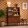 Load image into Gallery viewer, Retro Mod Geometric Wallpaper – Mid Century Modern Orange & Mustard Pattern, 70s Atomic Wallcovering