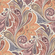 Load image into Gallery viewer, Retro Paisley Fabric by the Yard, 70s Boho Floral Fabric, Vintage Inspired Upholstery, Peach Pink Mauve Fabric for Curtains & Home Decor